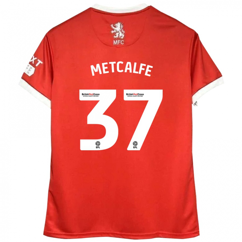 Børn Max Metcalfe #37 Rød Hvid Hjemmebane Spillertrøjer 2024/25 Trøje T-Shirt