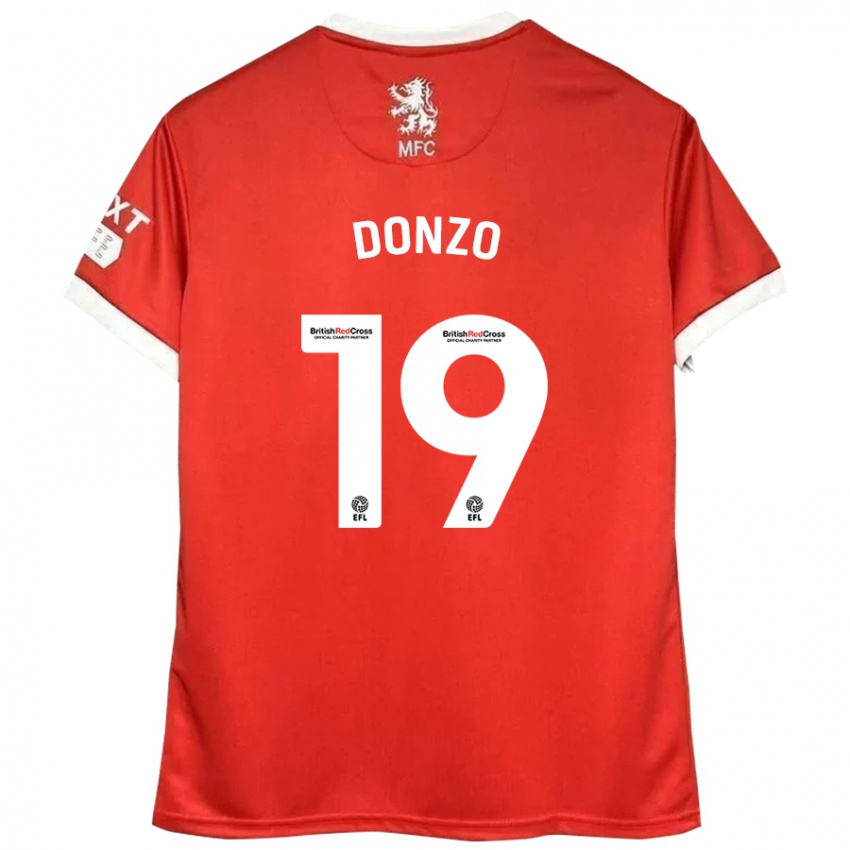 Børn Jolie Donzo #19 Rød Hvid Hjemmebane Spillertrøjer 2024/25 Trøje T-Shirt