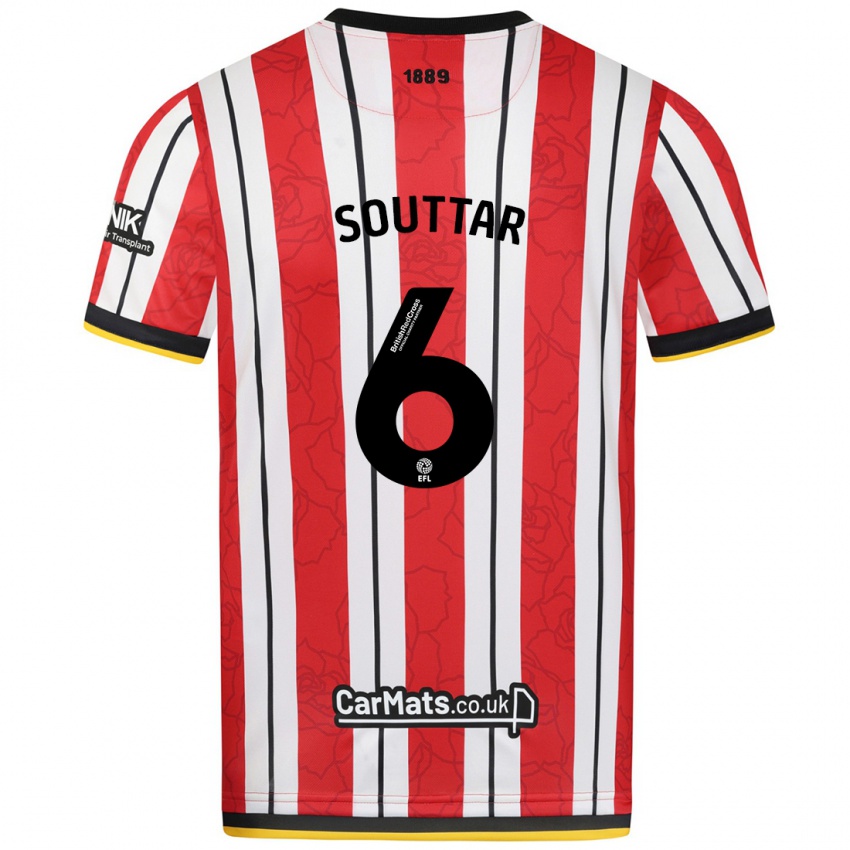 Børn Harry Souttar #6 Røde Hvide Striber Hjemmebane Spillertrøjer 2024/25 Trøje T-Shirt