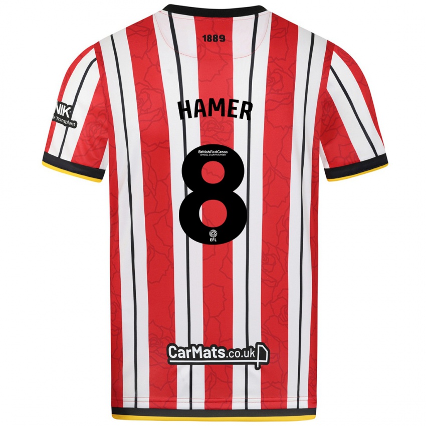 Børn Gustavo Hamer #8 Røde Hvide Striber Hjemmebane Spillertrøjer 2024/25 Trøje T-Shirt