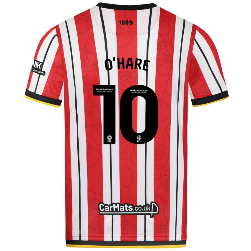 Børn Callum O'hare #10 Røde Hvide Striber Hjemmebane Spillertrøjer 2024/25 Trøje T-Shirt