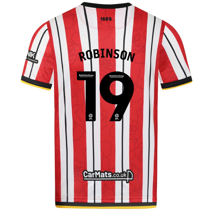 Børn Jack Robinson #19 Røde Hvide Striber Hjemmebane Spillertrøjer 2024/25 Trøje T-Shirt