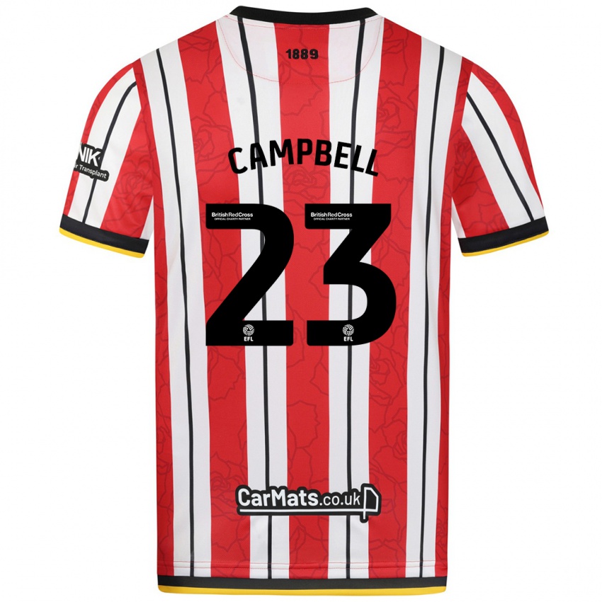 Børn Tyrese Campbell #23 Røde Hvide Striber Hjemmebane Spillertrøjer 2024/25 Trøje T-Shirt