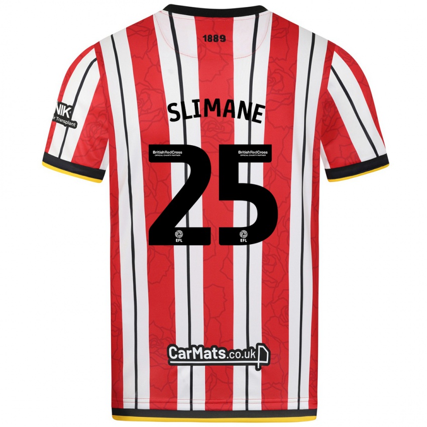 Børn Anis Slimane #25 Røde Hvide Striber Hjemmebane Spillertrøjer 2024/25 Trøje T-Shirt