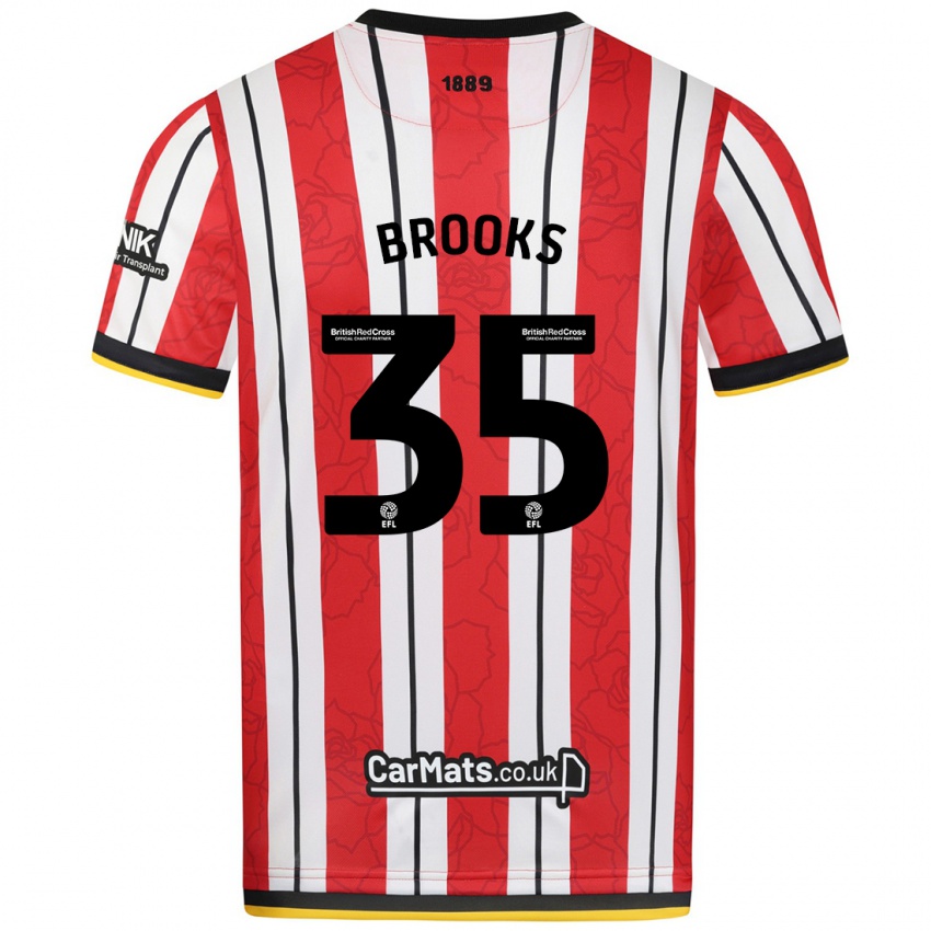 Børn Andre Brooks #35 Røde Hvide Striber Hjemmebane Spillertrøjer 2024/25 Trøje T-Shirt