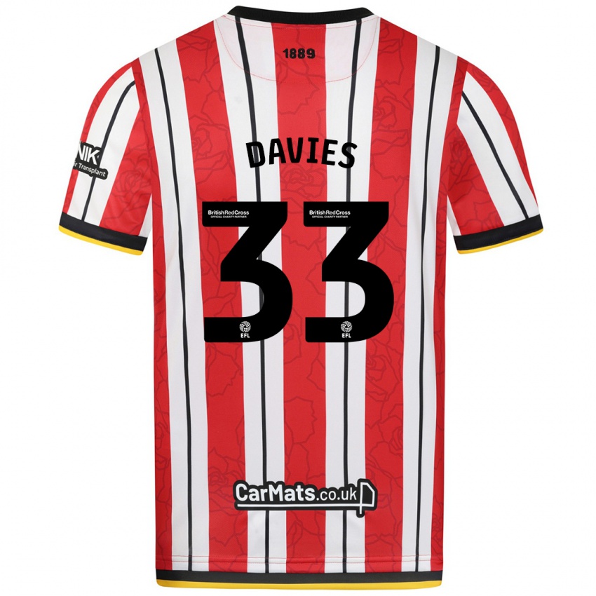 Børn Bethan Davies #33 Røde Hvide Striber Hjemmebane Spillertrøjer 2024/25 Trøje T-Shirt