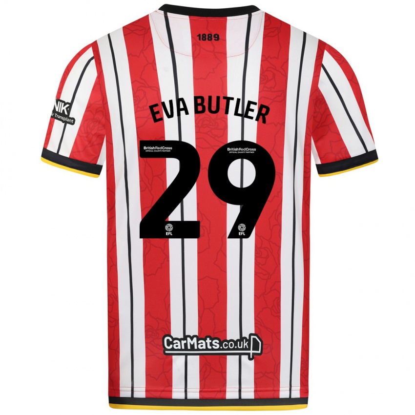 Børn Eva Butler #29 Røde Hvide Striber Hjemmebane Spillertrøjer 2024/25 Trøje T-Shirt