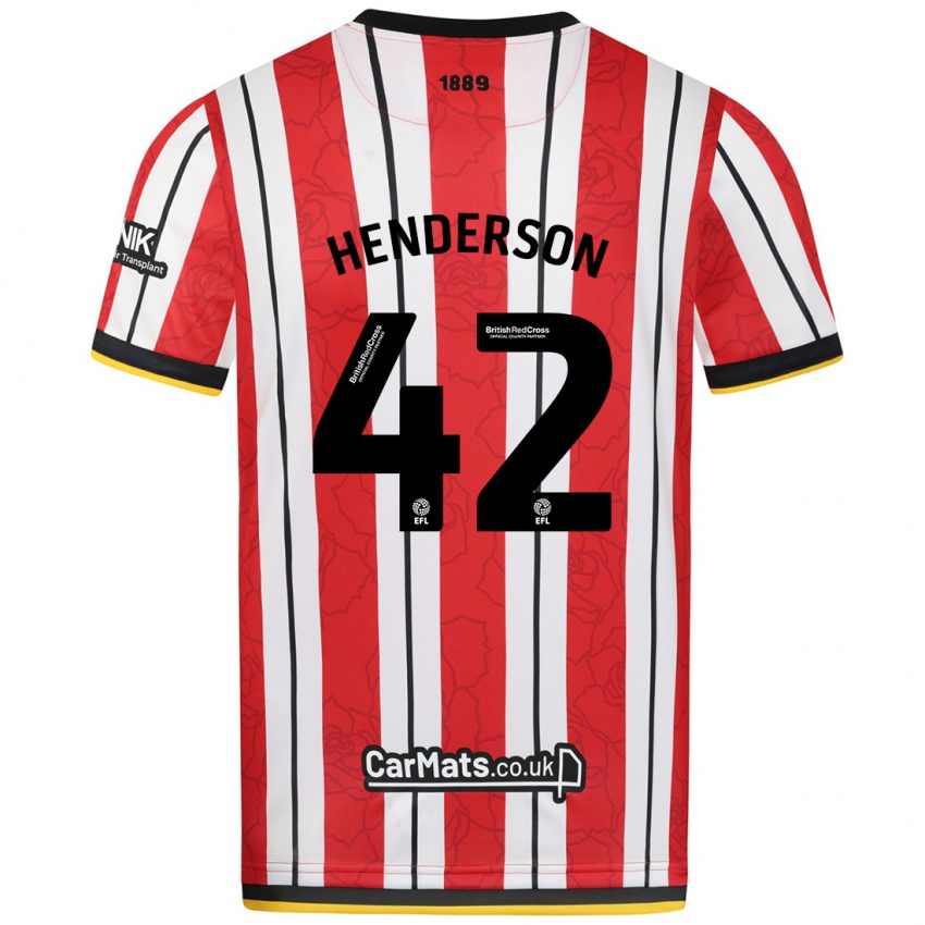 Børn Peyton Henderson #42 Røde Hvide Striber Hjemmebane Spillertrøjer 2024/25 Trøje T-Shirt