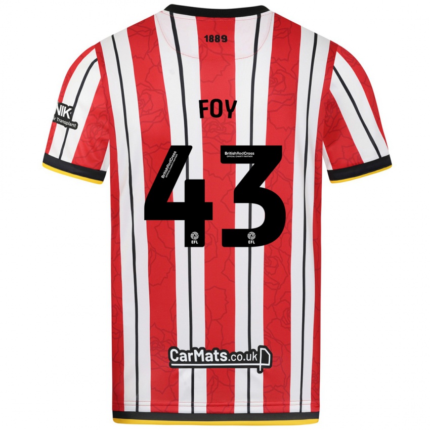 Børn Gus Foy #43 Røde Hvide Striber Hjemmebane Spillertrøjer 2024/25 Trøje T-Shirt