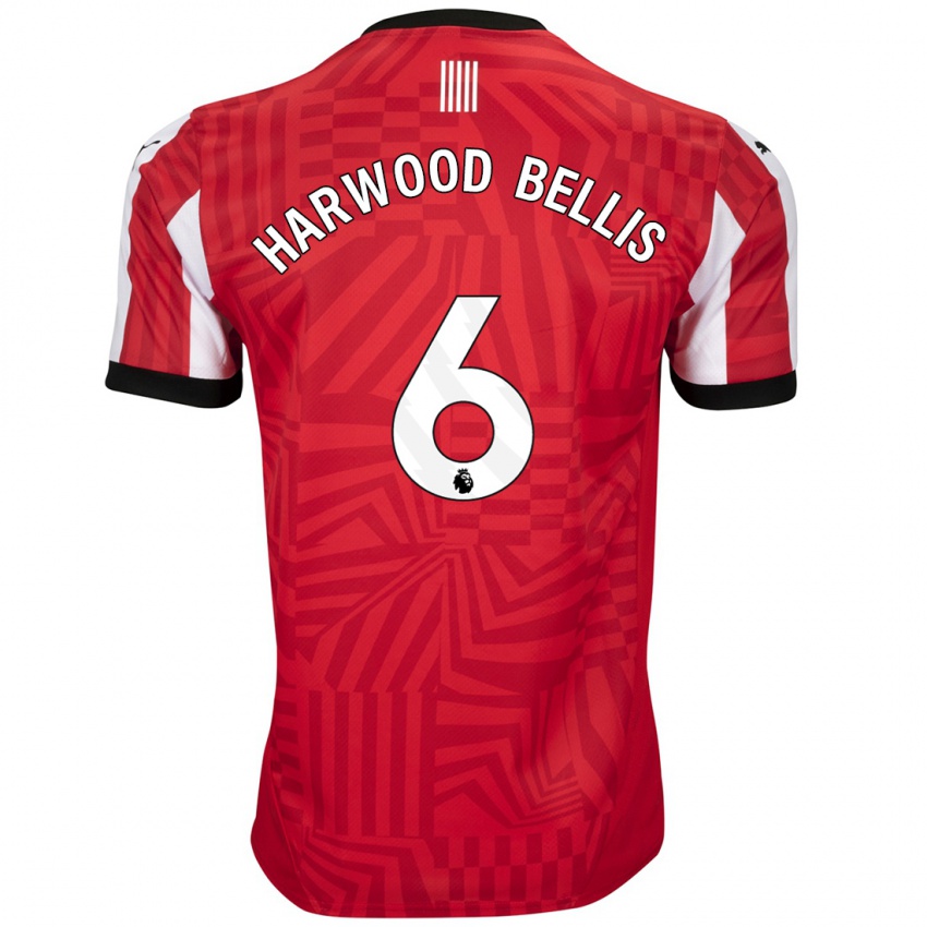 Børn Taylor Harwood-Bellis #6 Rød Hvid Hjemmebane Spillertrøjer 2024/25 Trøje T-Shirt