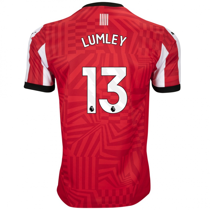 Børn Joe Lumley #13 Rød Hvid Hjemmebane Spillertrøjer 2024/25 Trøje T-Shirt