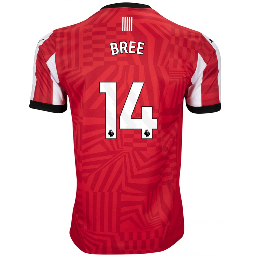 Børn James Bree #14 Rød Hvid Hjemmebane Spillertrøjer 2024/25 Trøje T-Shirt