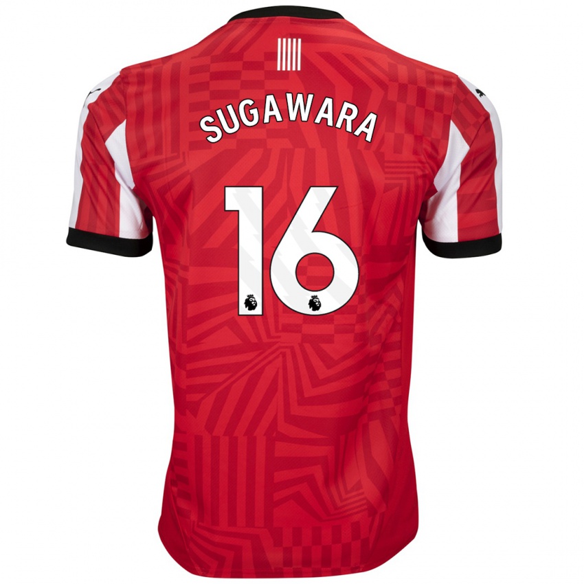 Børn Yukinari Sugawara #16 Rød Hvid Hjemmebane Spillertrøjer 2024/25 Trøje T-Shirt