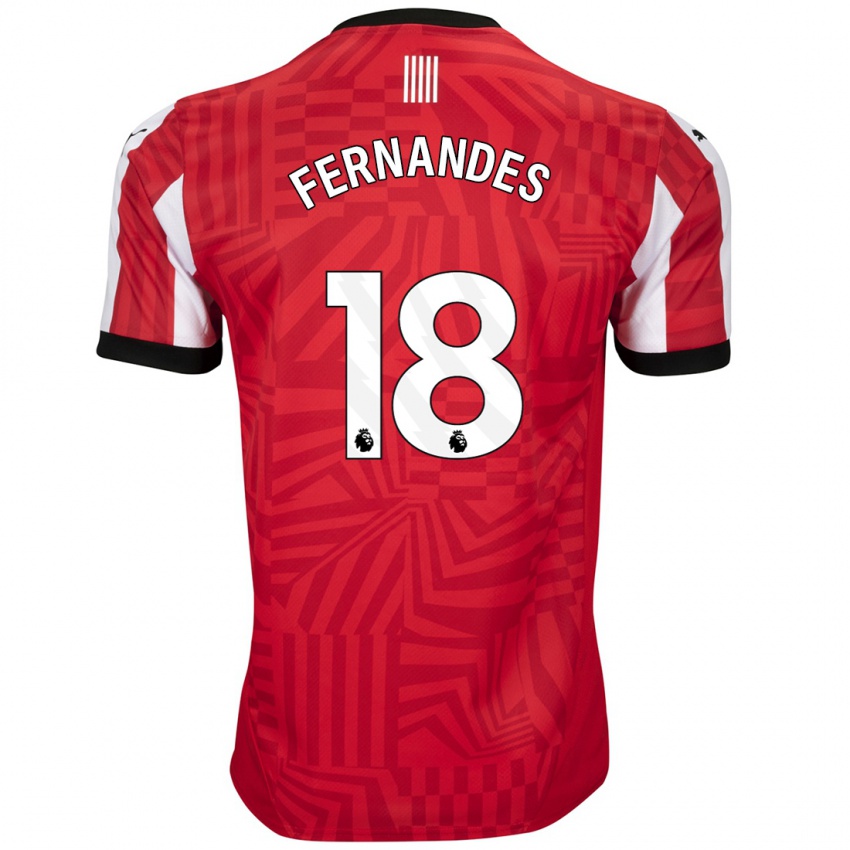 Børn Mateus Fernandes #18 Rød Hvid Hjemmebane Spillertrøjer 2024/25 Trøje T-Shirt