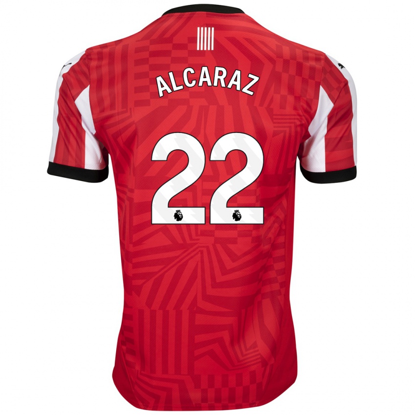 Børn Carlos Alcaraz #22 Rød Hvid Hjemmebane Spillertrøjer 2024/25 Trøje T-Shirt