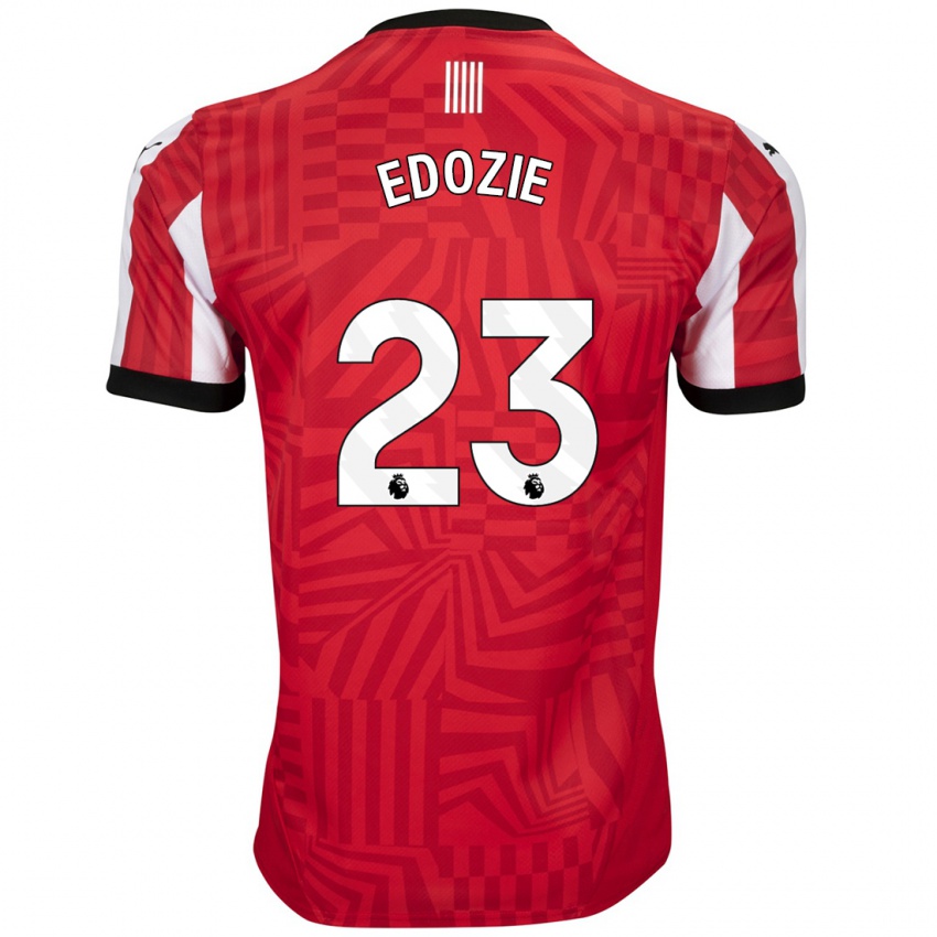 Børn Samuel Edozie #23 Rød Hvid Hjemmebane Spillertrøjer 2024/25 Trøje T-Shirt