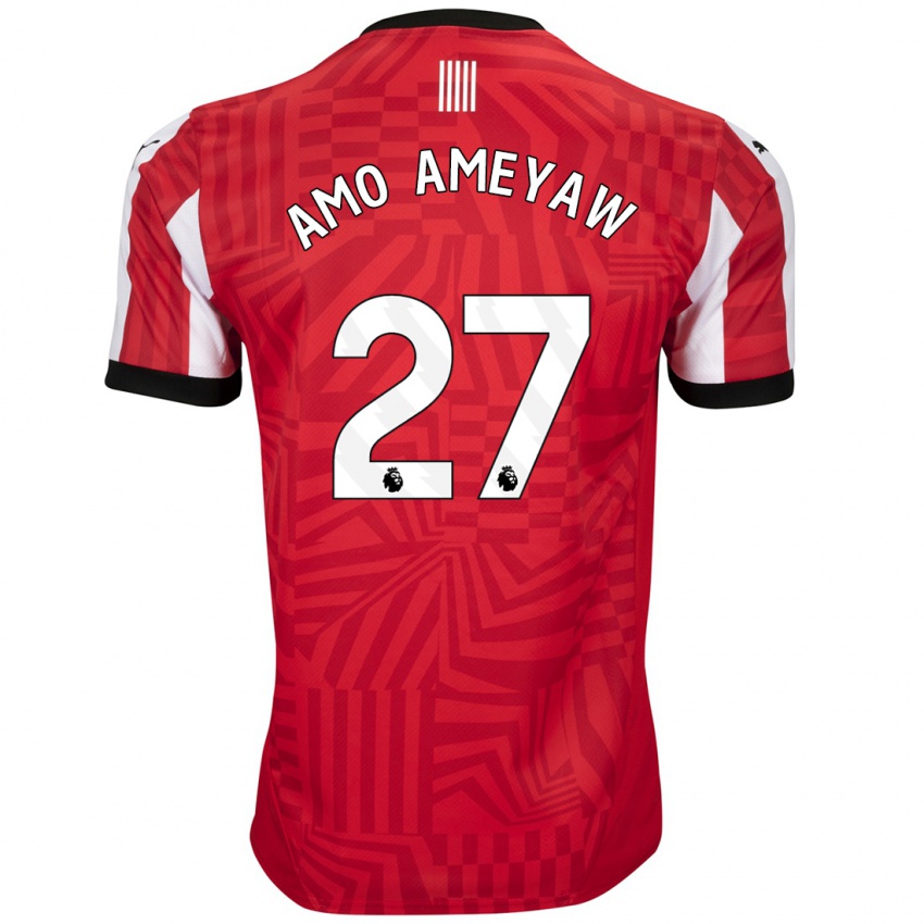 Børn Samuel Amo-Ameyaw #27 Rød Hvid Hjemmebane Spillertrøjer 2024/25 Trøje T-Shirt