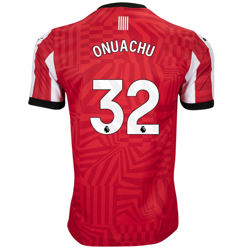 Børn Paul Onuachu #32 Rød Hvid Hjemmebane Spillertrøjer 2024/25 Trøje T-Shirt