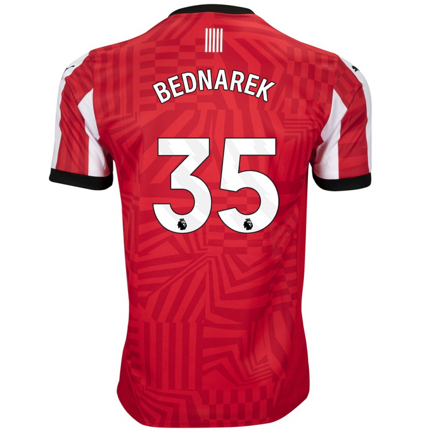 Børn Jan Bednarek #35 Rød Hvid Hjemmebane Spillertrøjer 2024/25 Trøje T-Shirt