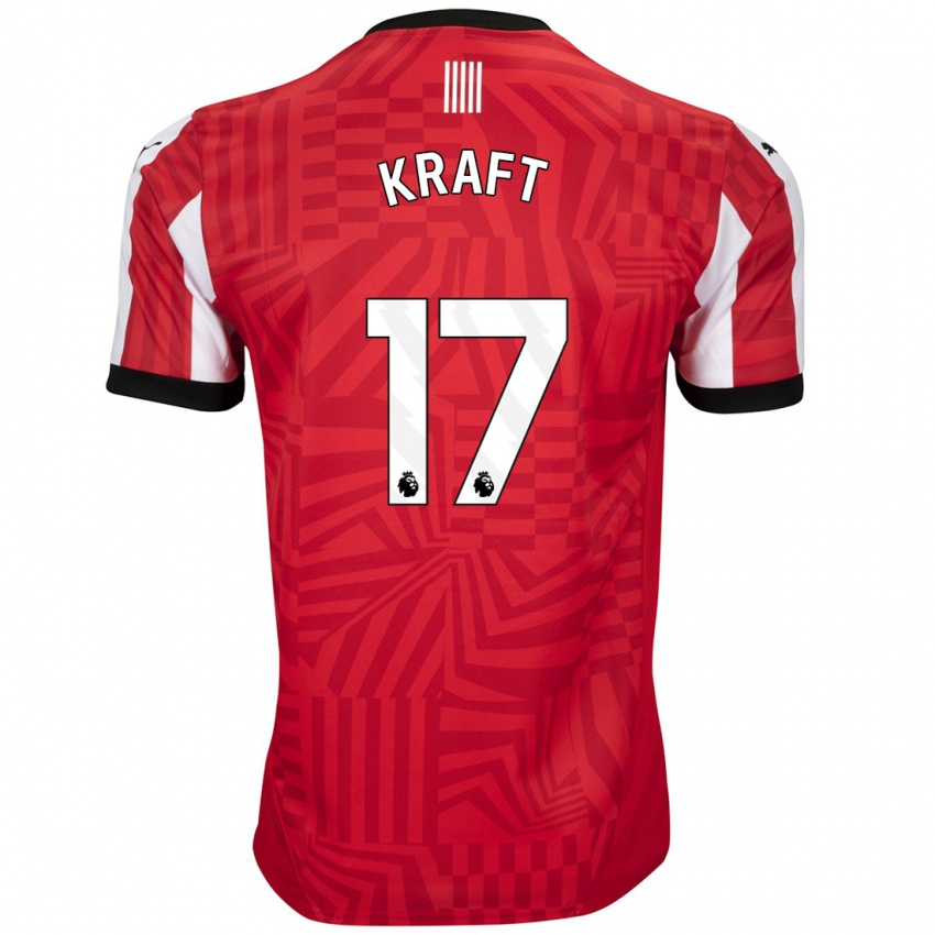 Børn Emily Kraft #17 Rød Hvid Hjemmebane Spillertrøjer 2024/25 Trøje T-Shirt