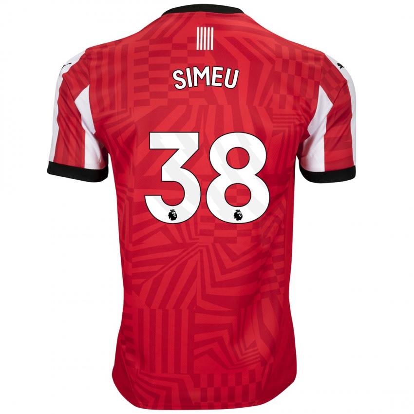 Børn Dynel Simeu #38 Rød Hvid Hjemmebane Spillertrøjer 2024/25 Trøje T-Shirt