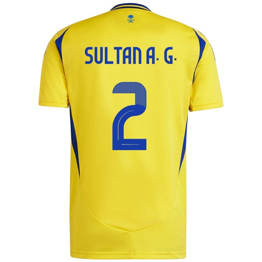 Børn Sultan Al-Ghannam #2 Gul Blå Hjemmebane Spillertrøjer 2024/25 Trøje T-Shirt