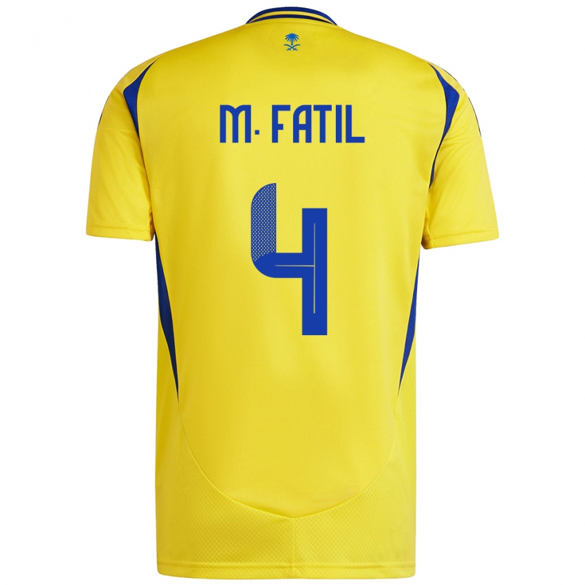 Børn Mohammed Al-Fatil #4 Gul Blå Hjemmebane Spillertrøjer 2024/25 Trøje T-Shirt