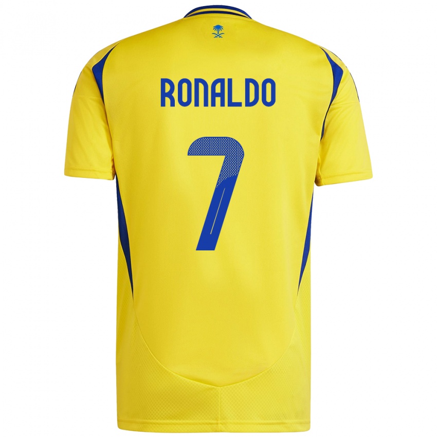 Børn Cristiano Ronaldo #7 Gul Blå Hjemmebane Spillertrøjer 2024/25 Trøje T-Shirt