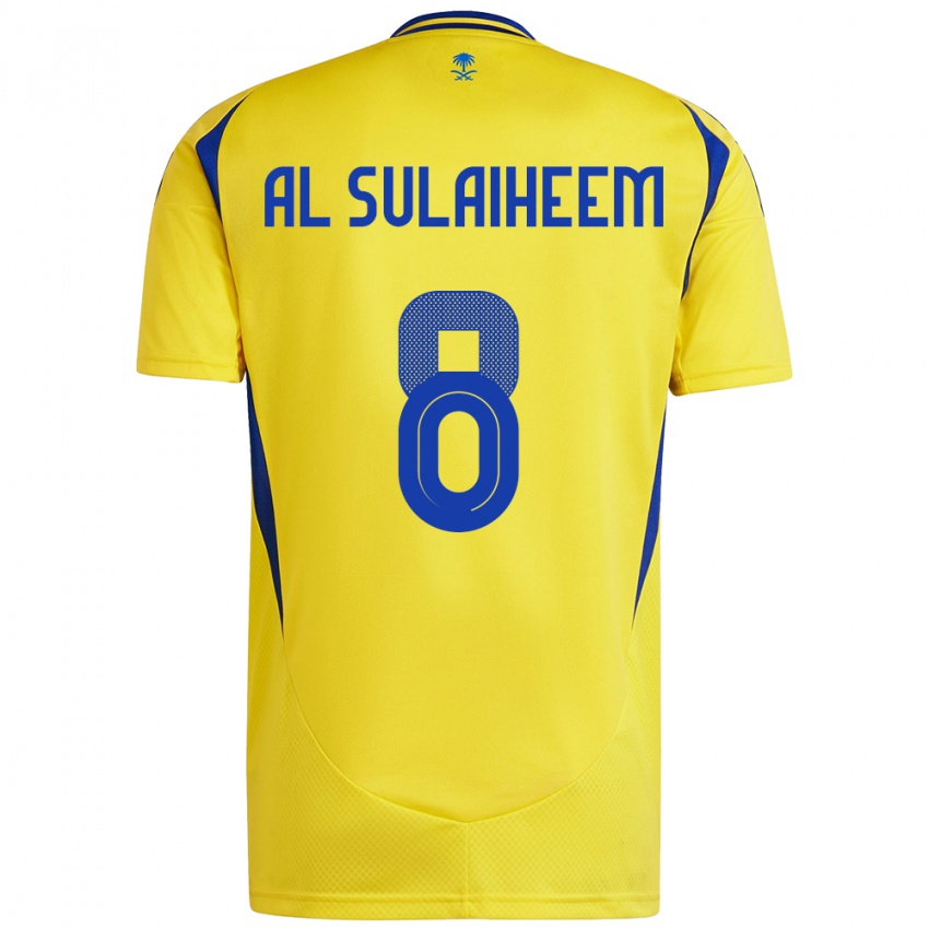 Børn Abdulmajeed Al-Sulaiheem #8 Gul Blå Hjemmebane Spillertrøjer 2024/25 Trøje T-Shirt