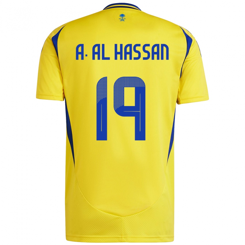 Børn Ali Al-Hassan #19 Gul Blå Hjemmebane Spillertrøjer 2024/25 Trøje T-Shirt