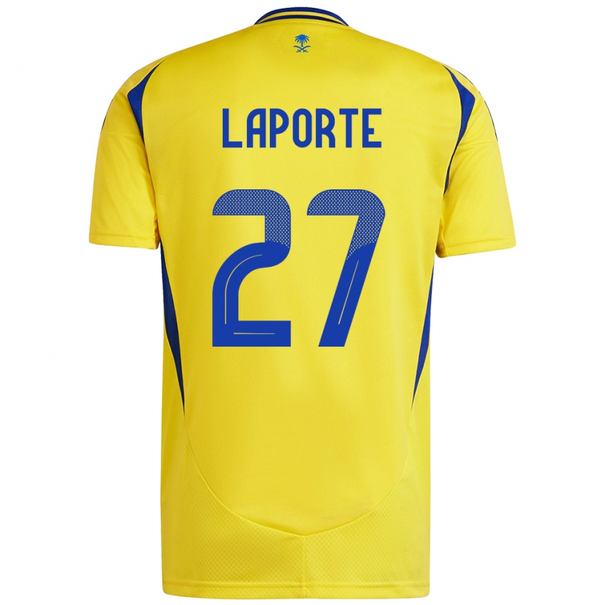 Børn Aymeric Laporte #27 Gul Blå Hjemmebane Spillertrøjer 2024/25 Trøje T-Shirt