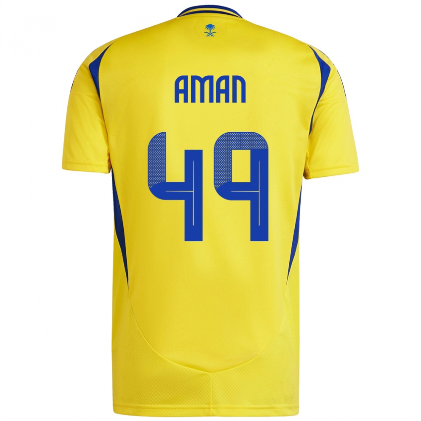 Børn Awad Aman #49 Gul Blå Hjemmebane Spillertrøjer 2024/25 Trøje T-Shirt