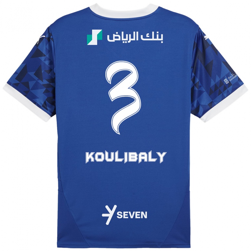 Børn Kalidou Koulibaly #3 Mørkeblå Hvid Hjemmebane Spillertrøjer 2024/25 Trøje T-Shirt