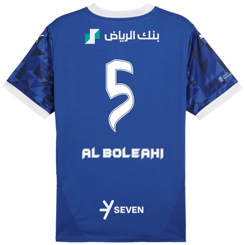 Børn Ali Al-Boleahi #5 Mørkeblå Hvid Hjemmebane Spillertrøjer 2024/25 Trøje T-Shirt