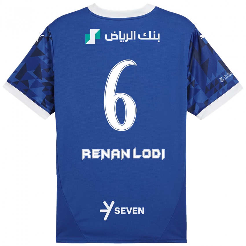 Børn Renan Lodi #6 Mørkeblå Hvid Hjemmebane Spillertrøjer 2024/25 Trøje T-Shirt