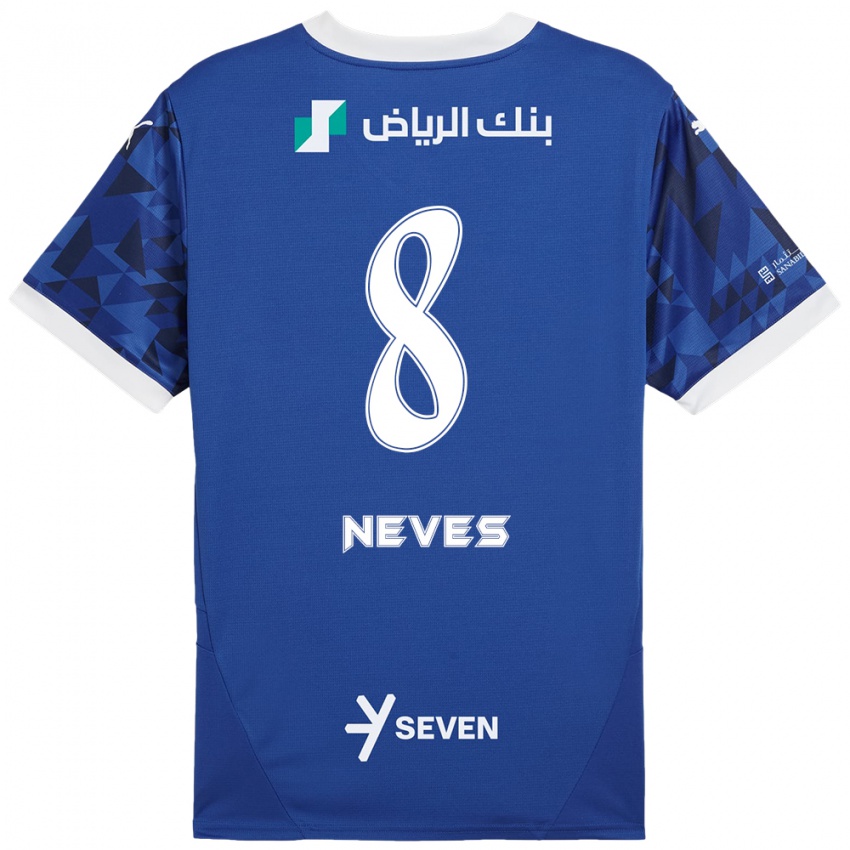 Børn Rúben Neves #8 Mørkeblå Hvid Hjemmebane Spillertrøjer 2024/25 Trøje T-Shirt