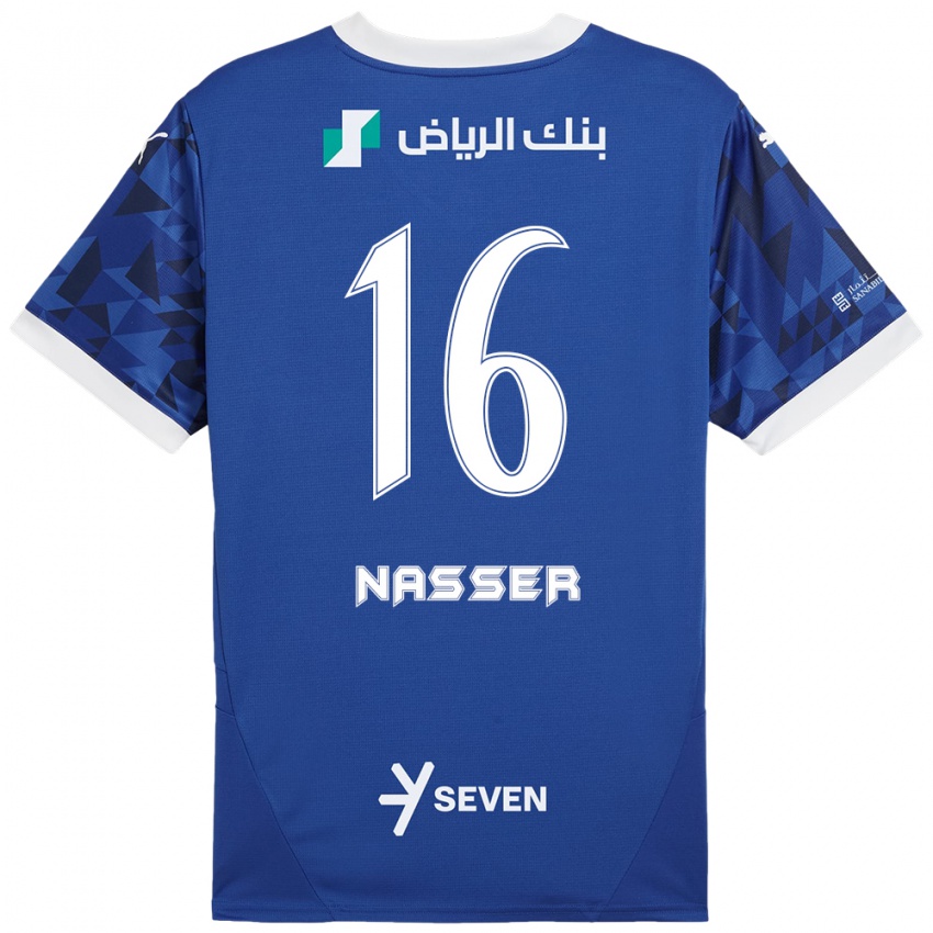 Børn Nasser Al-Dawsari #16 Mørkeblå Hvid Hjemmebane Spillertrøjer 2024/25 Trøje T-Shirt