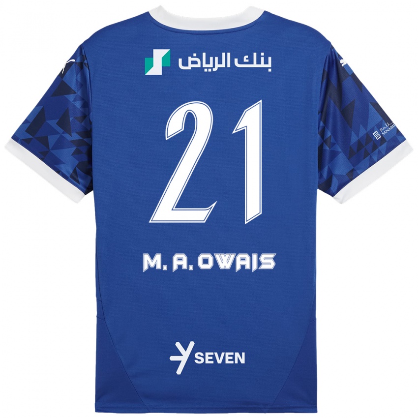 Børn Mohammed Al-Owais #21 Mørkeblå Hvid Hjemmebane Spillertrøjer 2024/25 Trøje T-Shirt