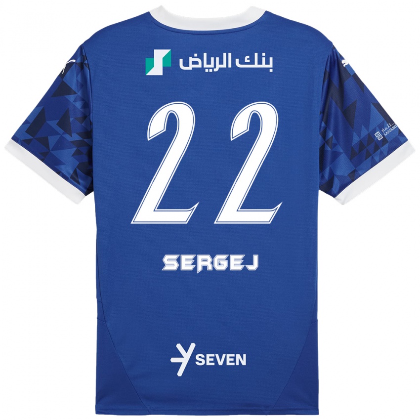 Børn Sergej Milinkovic-Savic #22 Mørkeblå Hvid Hjemmebane Spillertrøjer 2024/25 Trøje T-Shirt