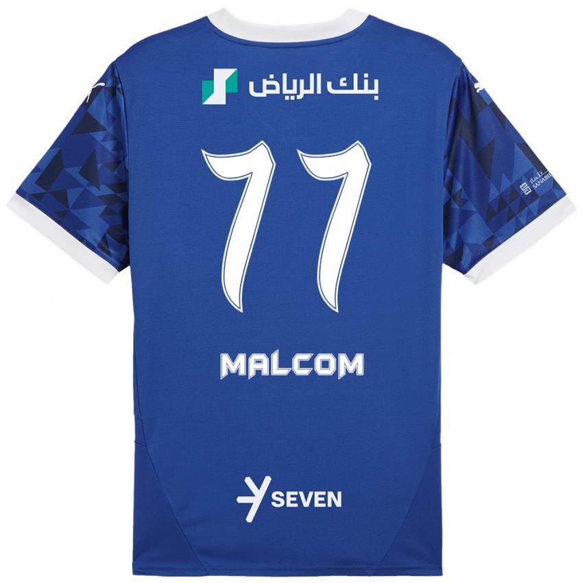 Børn Malcom #77 Mørkeblå Hvid Hjemmebane Spillertrøjer 2024/25 Trøje T-Shirt