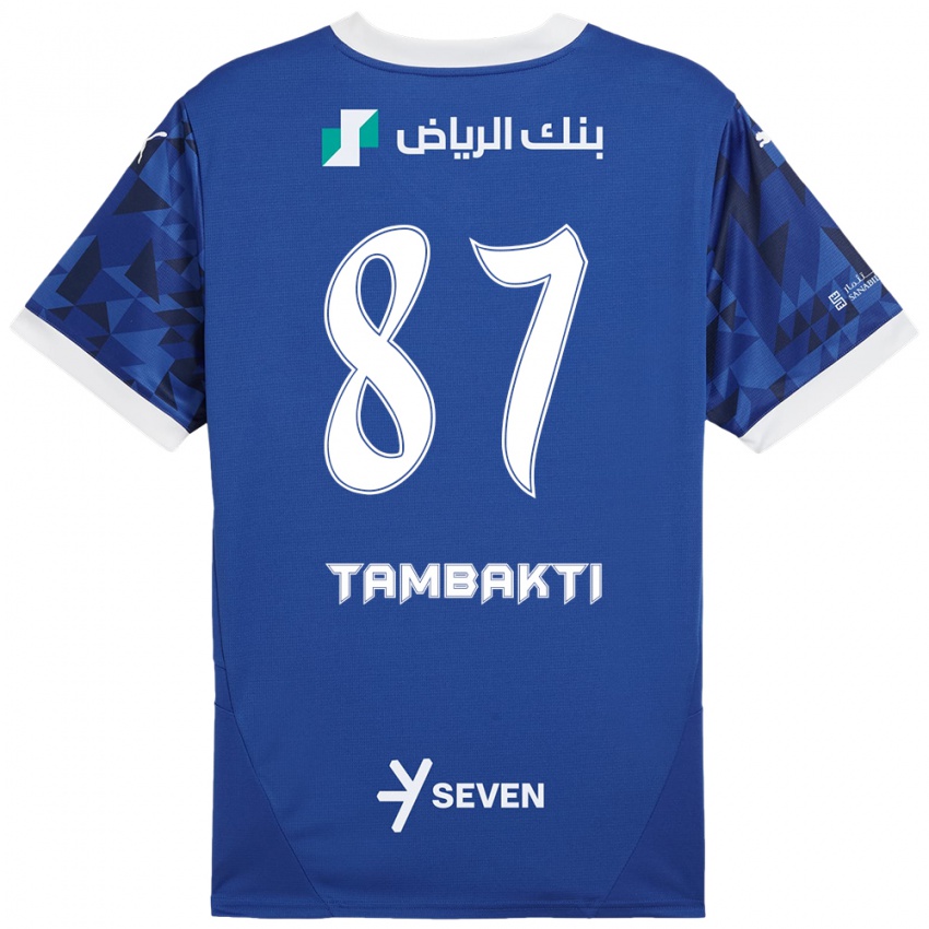 Børn Hassan Tambakti #87 Mørkeblå Hvid Hjemmebane Spillertrøjer 2024/25 Trøje T-Shirt