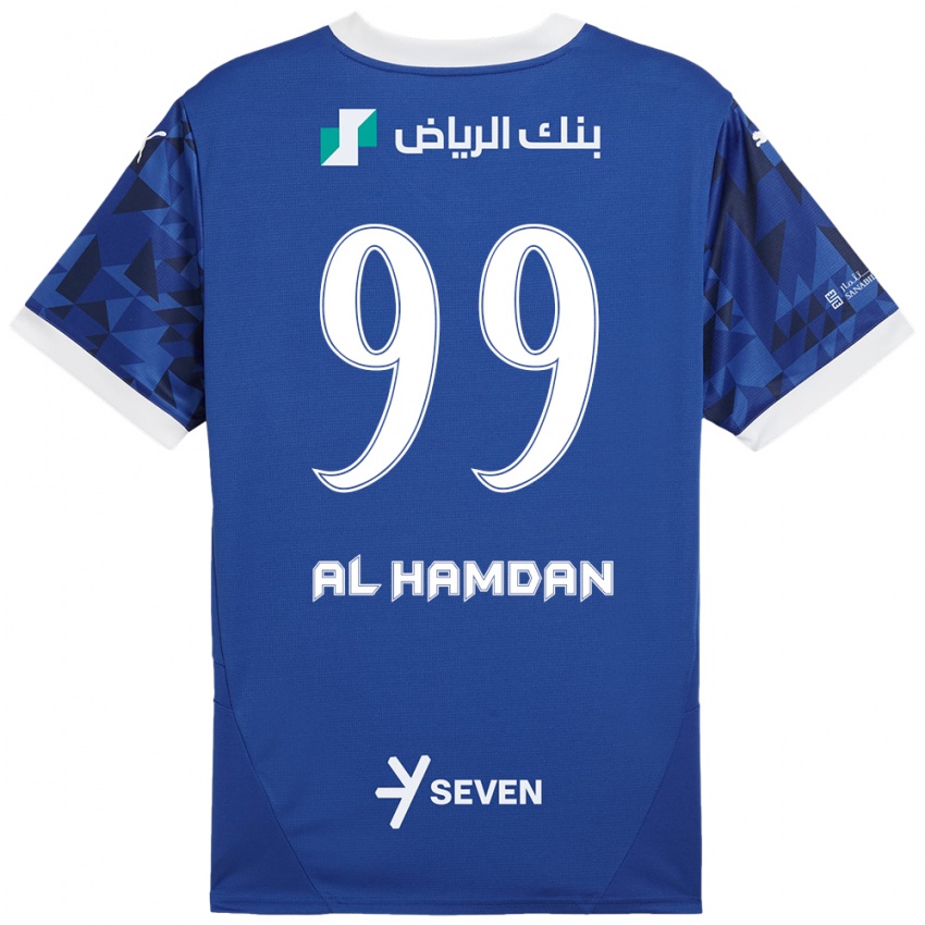 Børn Abdullah Al-Hamdan #99 Mørkeblå Hvid Hjemmebane Spillertrøjer 2024/25 Trøje T-Shirt