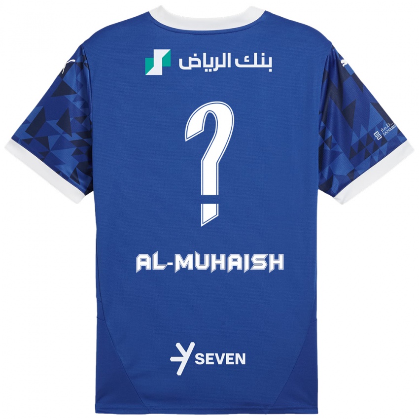 Børn Mohammed Al-Muhaish #0 Mørkeblå Hvid Hjemmebane Spillertrøjer 2024/25 Trøje T-Shirt