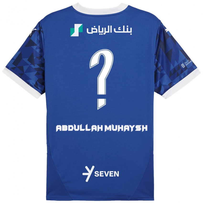 Børn Mohammed Abdullah Muhaysh #0 Mørkeblå Hvid Hjemmebane Spillertrøjer 2024/25 Trøje T-Shirt