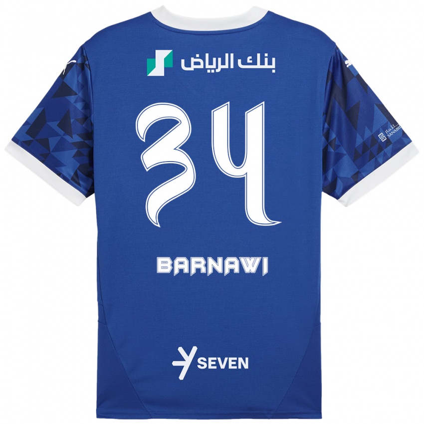 Børn Saleh Barnawi #34 Mørkeblå Hvid Hjemmebane Spillertrøjer 2024/25 Trøje T-Shirt