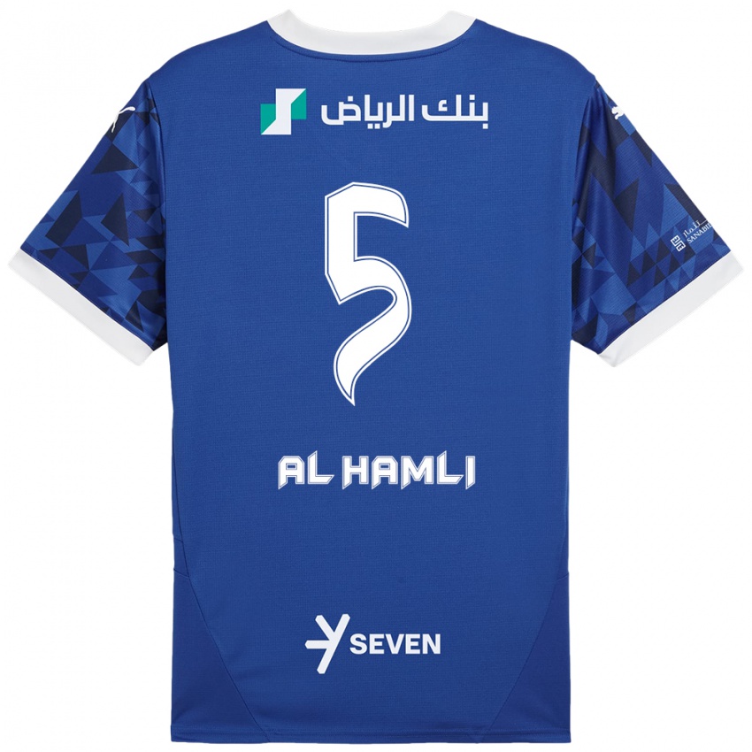 Børn Noura Al-Hamli #5 Mørkeblå Hvid Hjemmebane Spillertrøjer 2024/25 Trøje T-Shirt