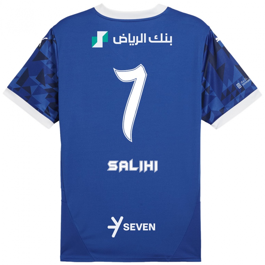 Børn Shokhan Salihi #7 Mørkeblå Hvid Hjemmebane Spillertrøjer 2024/25 Trøje T-Shirt