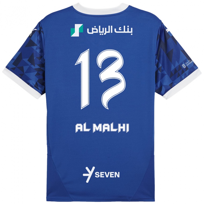 Børn Al Muhra Al-Malhi #13 Mørkeblå Hvid Hjemmebane Spillertrøjer 2024/25 Trøje T-Shirt