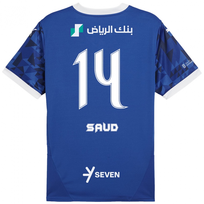 Børn Nouf Saud #14 Mørkeblå Hvid Hjemmebane Spillertrøjer 2024/25 Trøje T-Shirt