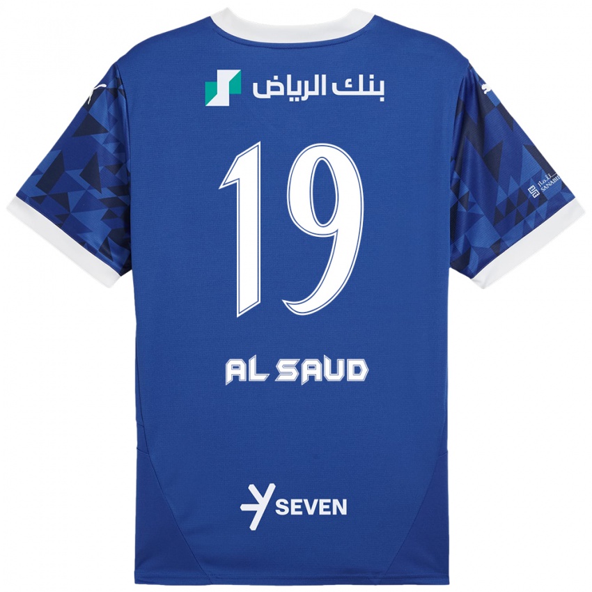 Børn Manal Al Saud #19 Mørkeblå Hvid Hjemmebane Spillertrøjer 2024/25 Trøje T-Shirt